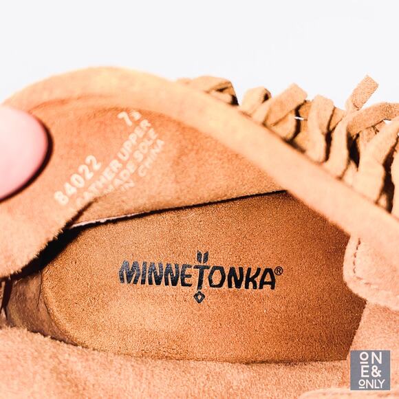 MINNETONKA Brown Ankle Boots Leather Fringe Wedge Heel Tasseled Boho Womens 7.5 - Picture 7 of 11